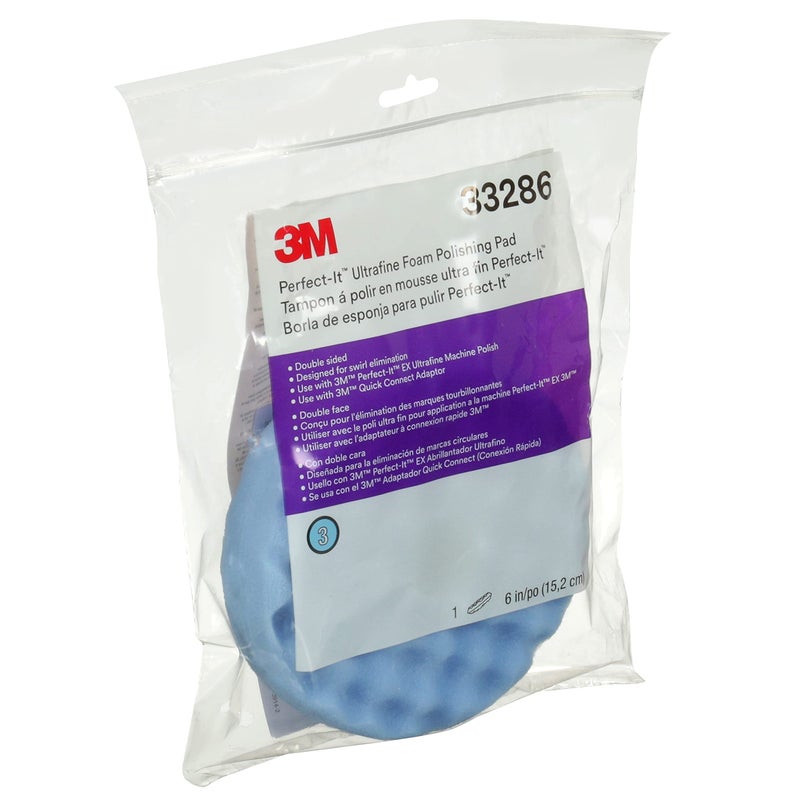 Perfect-It 3M Perfect-It Ultrafine Polishing Pad, 33286, 6 in, 1 Pad, Blue, Double sided, Waffle Face, Polishing for Automotive - Image 4